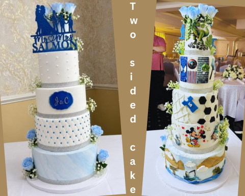 Two sides wedding cake